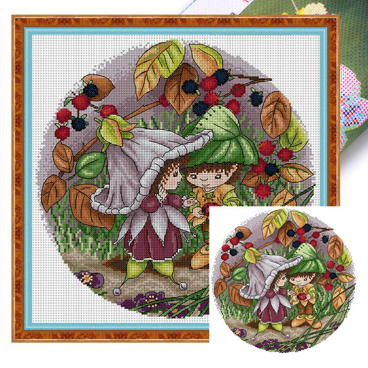 Flower Fairy 3 - 14CT Stamped Cross Stitch 35*35CM(Joy Sunday)