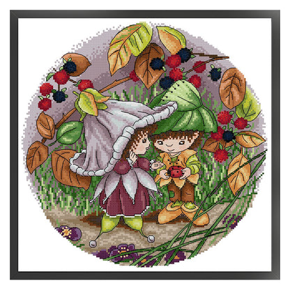 Flower Fairy 3 - 14CT Stamped Cross Stitch 35*35CM(Joy Sunday)