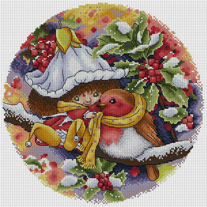 Flower Fairy 4 - 14CT Stamped Cross Stitch 35*35CM(Joy Sunday)