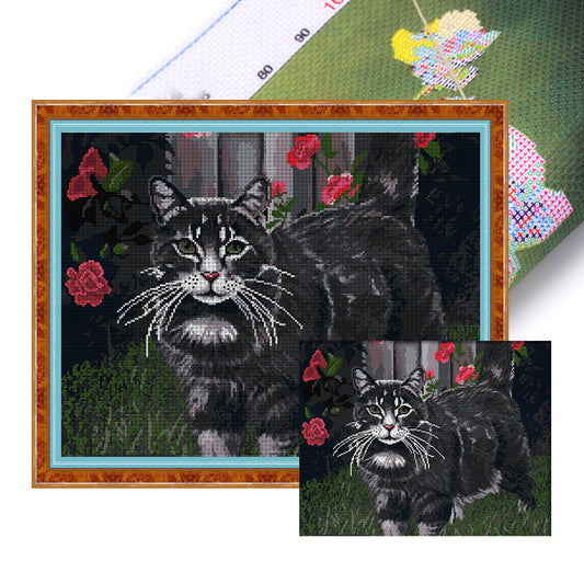 Black Cat Four - 14CT Stamped Cross Stitch 47*40CM(Joy Sunday)