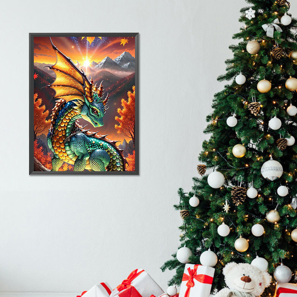 Dragon And Sunrise - Full Round Drill Diamond Painting 30*40CM