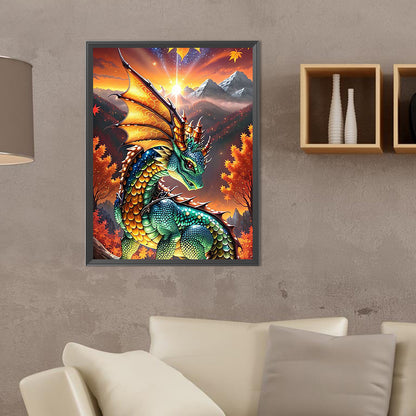 Dragon And Sunrise - Full Round Drill Diamond Painting 30*40CM