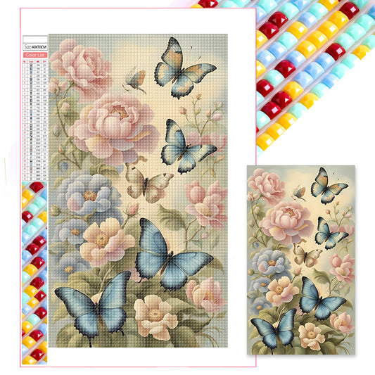 Flowers Butterflies - Full Square Drill Diamond Painting 40*70CM