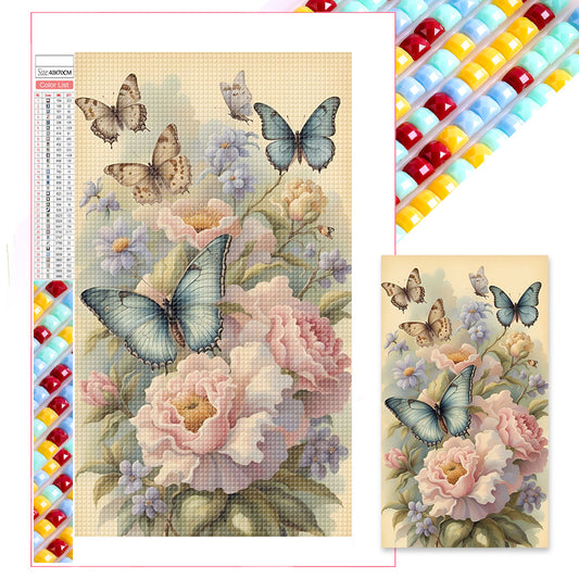 Flowers Butterflies - Full Square Drill Diamond Painting 40*70CM