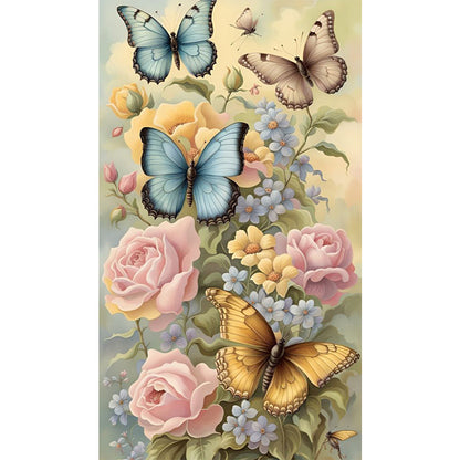 Flowers Butterflies - Full Square Drill Diamond Painting 40*70CM