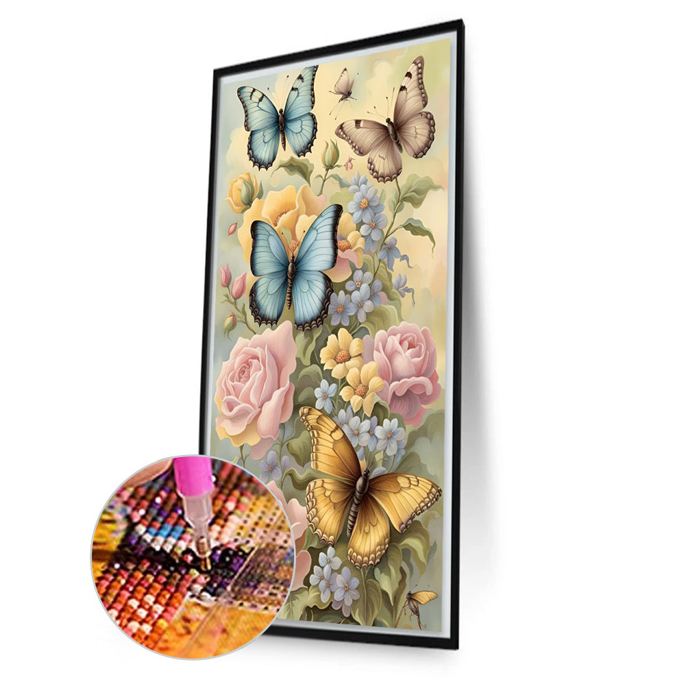 Flowers Butterflies - Full Square Drill Diamond Painting 40*70CM