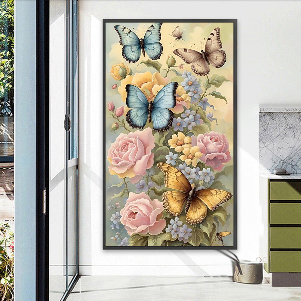 Flowers Butterflies - Full Square Drill Diamond Painting 40*70CM