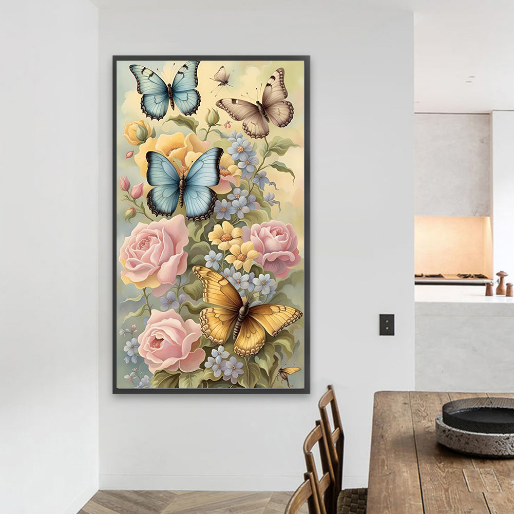 Flowers Butterflies - Full Square Drill Diamond Painting 40*70CM