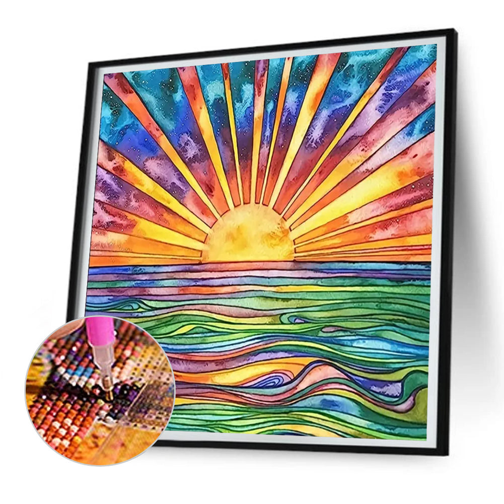 Colorful Sunset On The Sea - Full Round Drill Diamond Painting 30*30CM