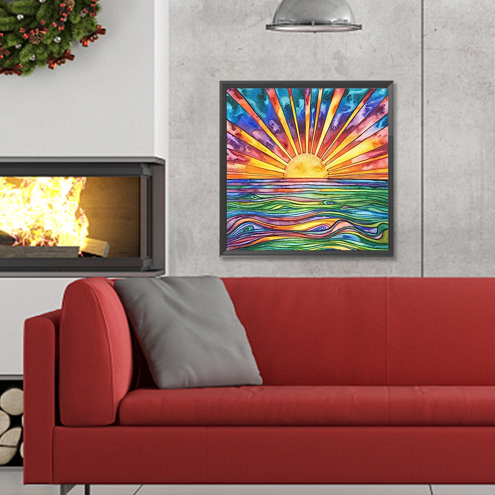 Colorful Sunset On The Sea - Full Round Drill Diamond Painting 30*30CM