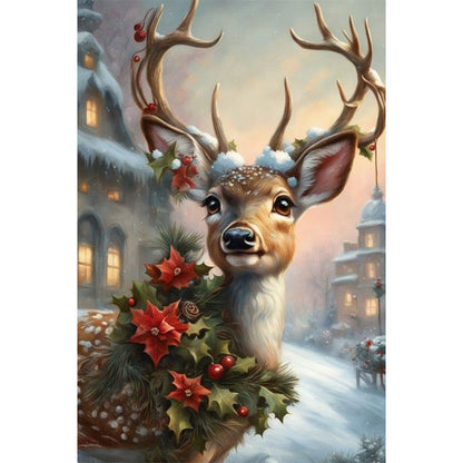 Christmas Sika Deer - Full Round Drill Diamond Painting 40*60CM