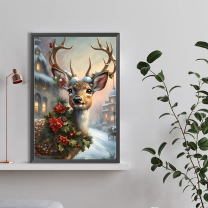 Christmas Sika Deer - Full Round Drill Diamond Painting 40*60CM