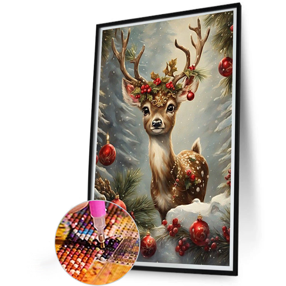 Christmas Sika Deer - Full Round Drill Diamond Painting 40*60CM