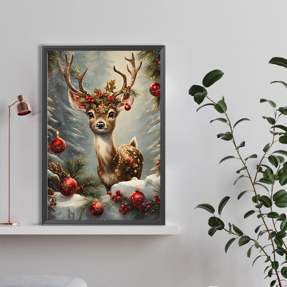 Christmas Sika Deer - Full Round Drill Diamond Painting 40*60CM