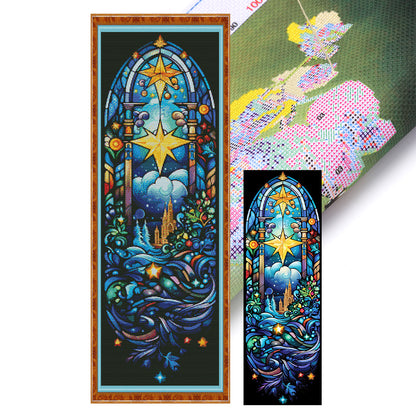 Glass Painting-Castle Under The Stars - 14CT Stamped Cross Stitch 40*50CM