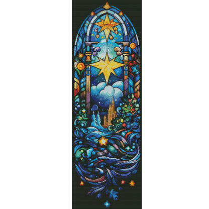 Glass Painting-Castle Under The Stars - 14CT Stamped Cross Stitch 40*50CM