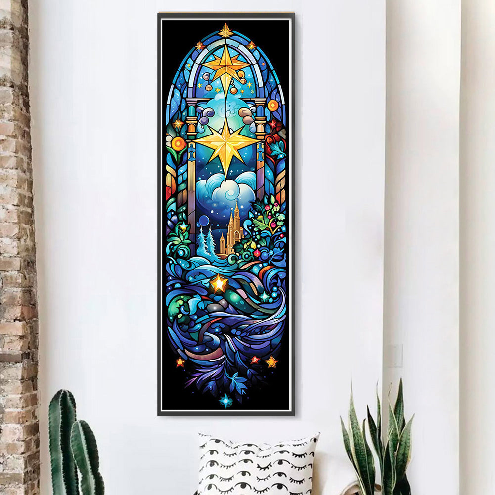 Glass Painting-Castle Under The Stars - 14CT Stamped Cross Stitch 40*50CM