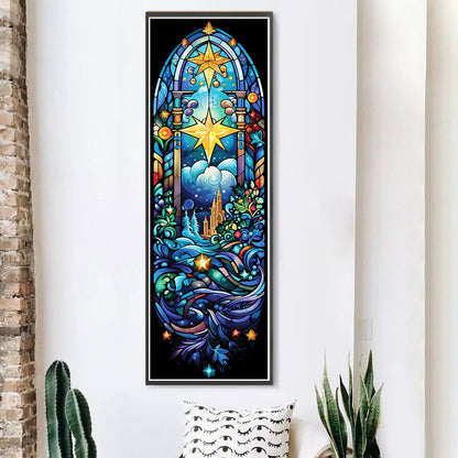 Glass Painting-Castle Under The Stars - 14CT Stamped Cross Stitch 40*50CM