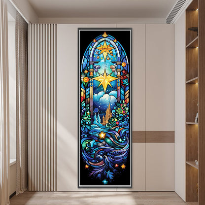 Glass Painting-Castle Under The Stars - 14CT Stamped Cross Stitch 40*50CM