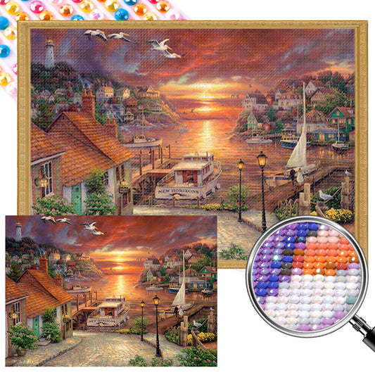 Seaside Town - Full Round AB Drill Diamond Painting 70*50CM