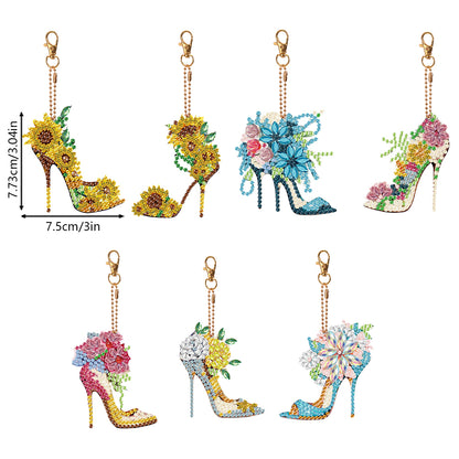 7PCS Double Sided Special Shape Diamond Painting Keychain Pendant (High Heels)