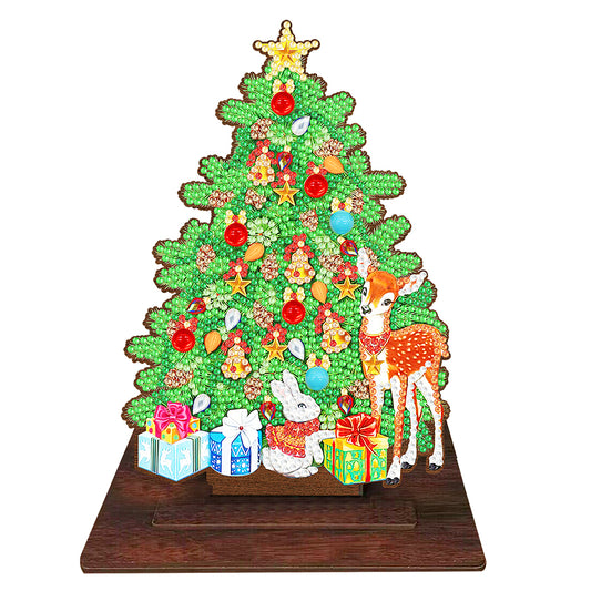 Wooden Xmas Tree Desktop Diamond Art Kits for Xmas Table Office Home Decor (01)