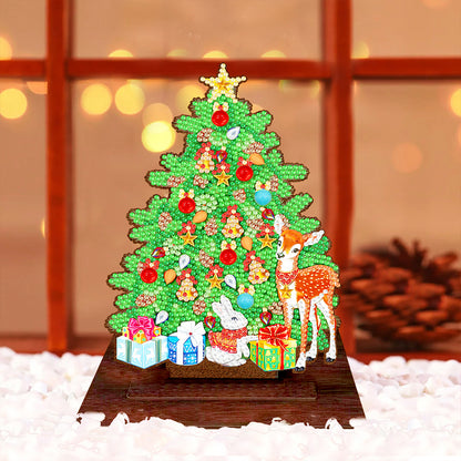 Wooden Xmas Tree Desktop Diamond Art Kits for Xmas Table Office Home Decor (01)