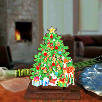 Wooden Xmas Tree Desktop Diamond Art Kits for Xmas Table Office Home Decor (01)