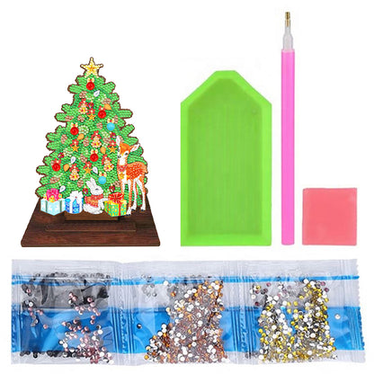 Wooden Xmas Tree Desktop Diamond Art Kits for Xmas Table Office Home Decor (01)