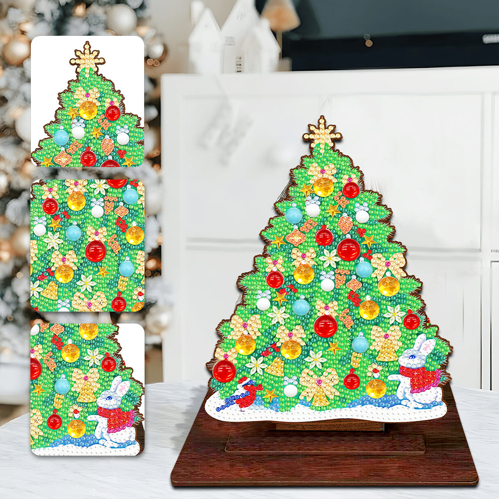 Wooden Xmas Tree Desktop Diamond Art Kits for Xmas Table Office Home Decor (02)