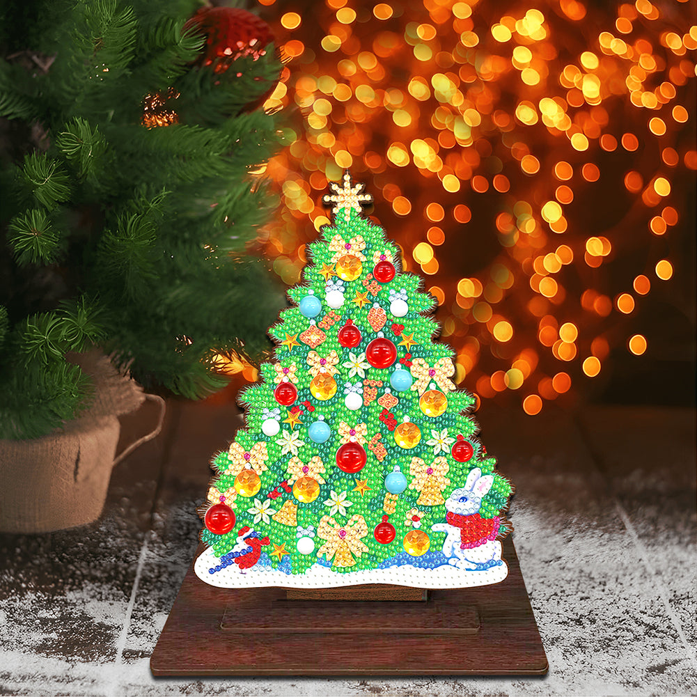 Wooden Xmas Tree Desktop Diamond Art Kits for Xmas Table Office Home Decor (02)