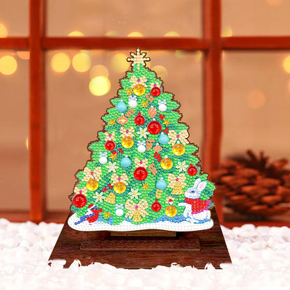 Wooden Xmas Tree Desktop Diamond Art Kits for Xmas Table Office Home Decor (02)