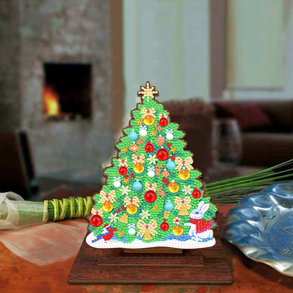 Wooden Xmas Tree Desktop Diamond Art Kits for Xmas Table Office Home Decor (02)