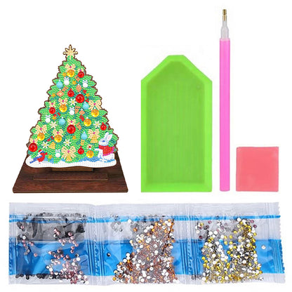 Wooden Xmas Tree Desktop Diamond Art Kits for Xmas Table Office Home Decor (02)