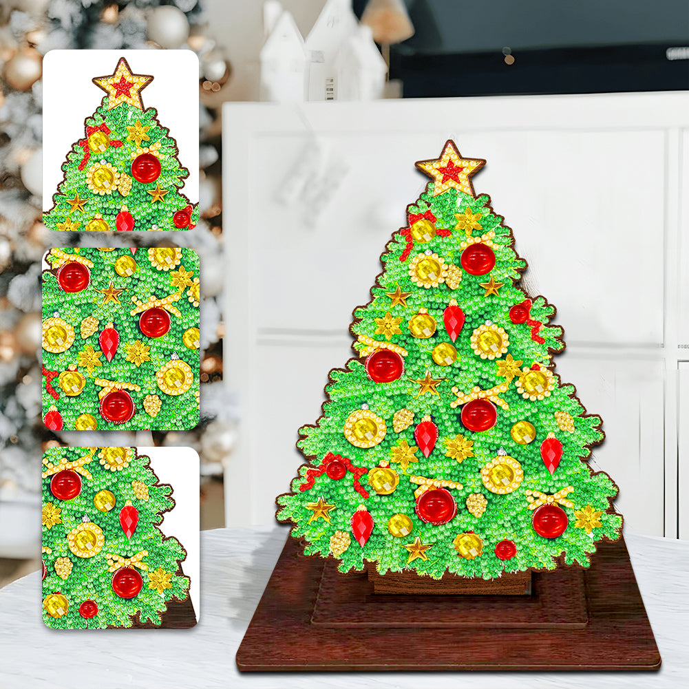 Wooden Xmas Tree Desktop Diamond Art Kits for Xmas Table Office Home Decor (03)