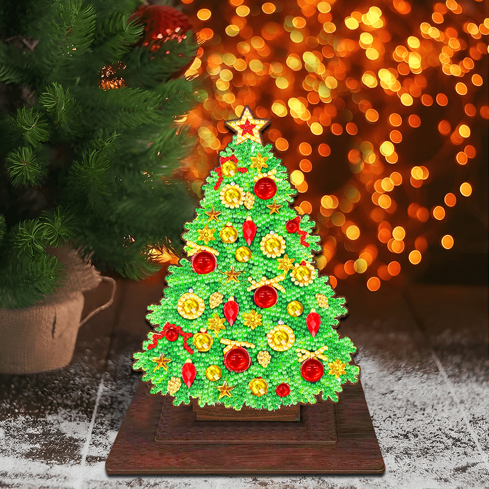 Wooden Xmas Tree Desktop Diamond Art Kits for Xmas Table Office Home Decor (03)