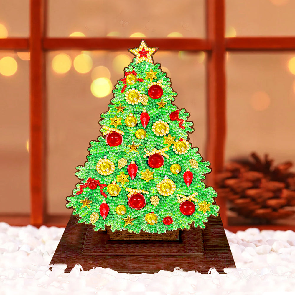 Wooden Xmas Tree Desktop Diamond Art Kits for Xmas Table Office Home Decor (03)