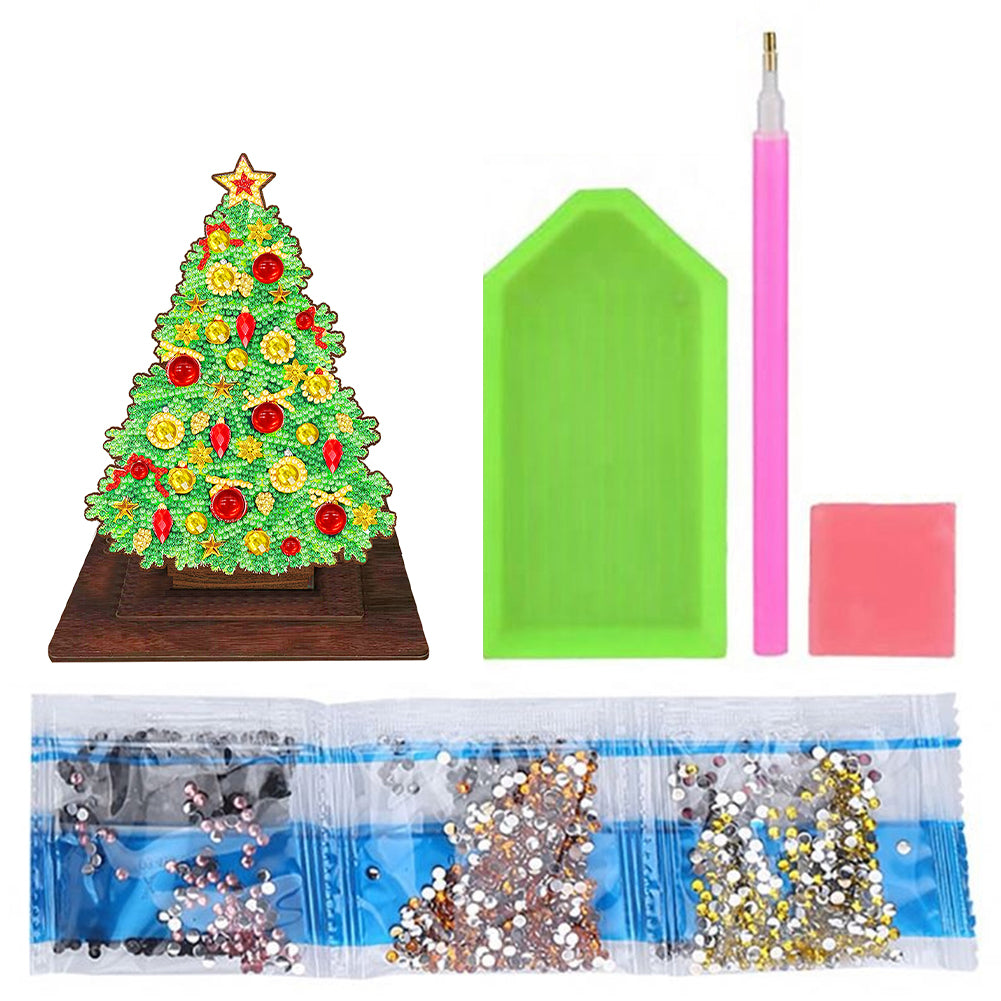 Wooden Xmas Tree Desktop Diamond Art Kits for Xmas Table Office Home Decor (03)