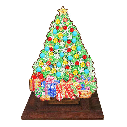 Wooden Xmas Tree Desktop Diamond Art Kits for Xmas Table Office Home Decor (04)