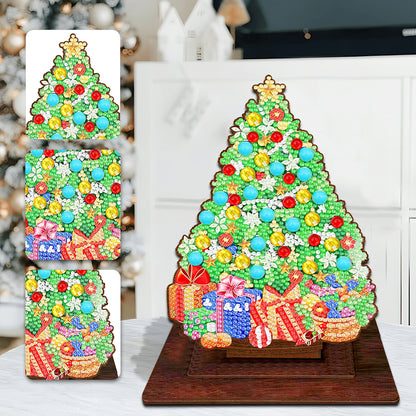 Wooden Xmas Tree Desktop Diamond Art Kits for Xmas Table Office Home Decor (04)