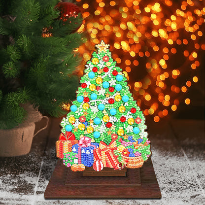 Wooden Xmas Tree Desktop Diamond Art Kits for Xmas Table Office Home Decor (04)