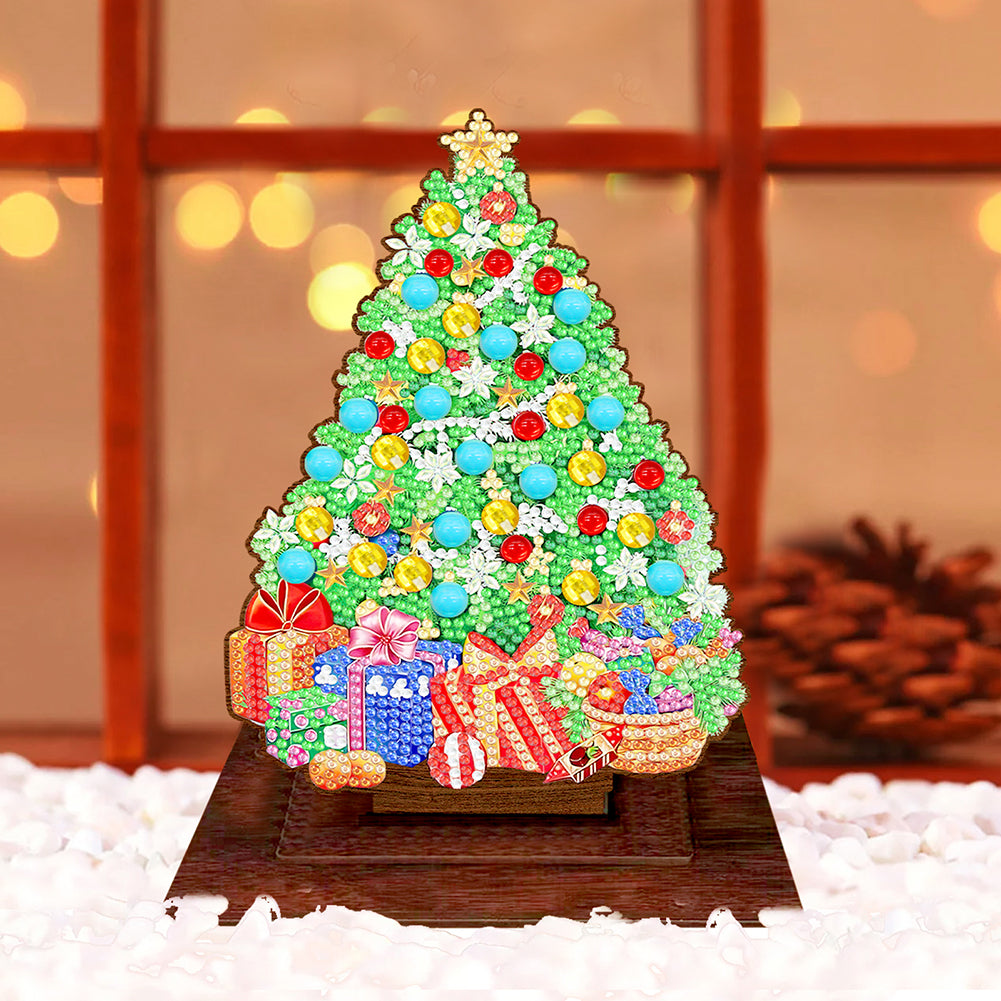 Wooden Xmas Tree Desktop Diamond Art Kits for Xmas Table Office Home Decor (04)