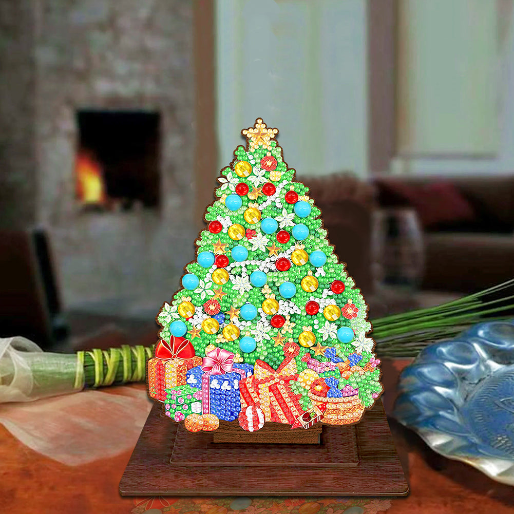 Wooden Xmas Tree Desktop Diamond Art Kits for Xmas Table Office Home Decor (04)