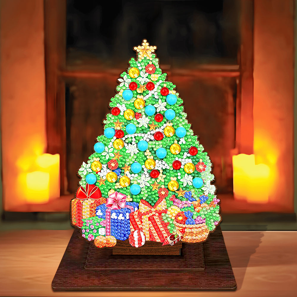 Wooden Xmas Tree Desktop Diamond Art Kits for Xmas Table Office Home Decor (04)