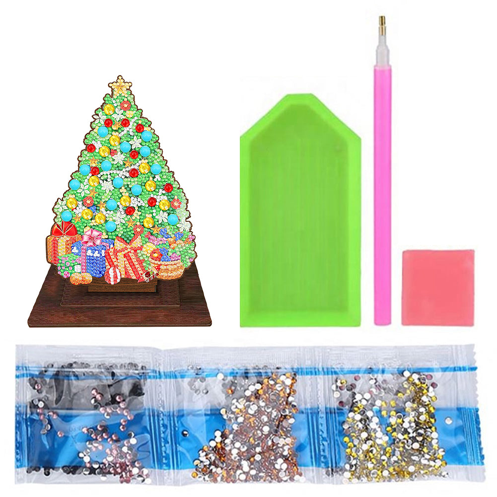 Wooden Xmas Tree Desktop Diamond Art Kits for Xmas Table Office Home Decor (04)