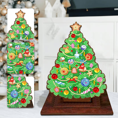 Wooden Xmas Tree Desktop Diamond Art Kits for Xmas Table Office Home Decor (05)