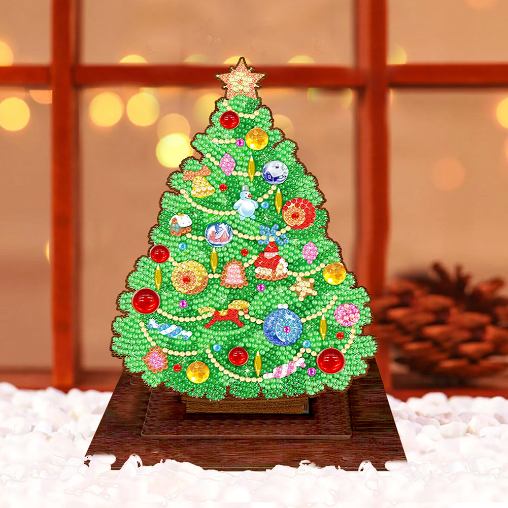 Wooden Xmas Tree Desktop Diamond Art Kits for Xmas Table Office Home Decor (05)