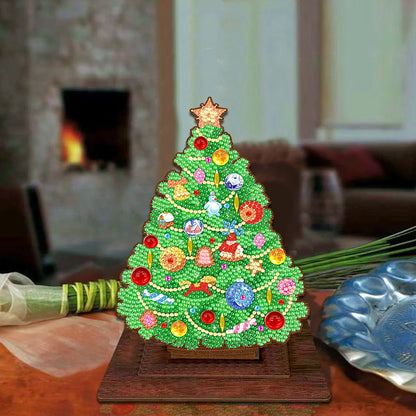 Wooden Xmas Tree Desktop Diamond Art Kits for Xmas Table Office Home Decor (05)