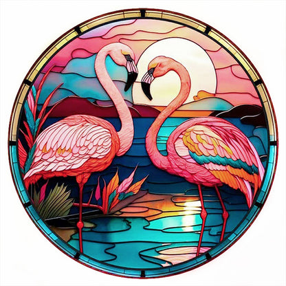 Glass Painting-Flamingo - 18CT Counted Cross Stitch 20*20CM