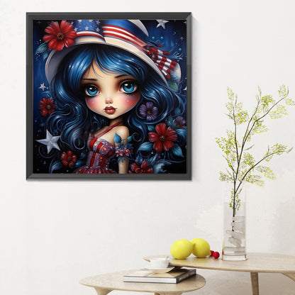 Cartoon Flag Girl - Full Round Drill Diamond Painting 30*30CM